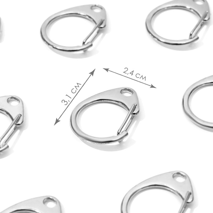 Карабин металлический «Круг», d = 18 мм, 31 × 24 мм, 10 шт, цвет серебряный Карабин металлический «Круг», d = 18 мм, 31 × 24 мм, 10 шт, цвет серебряный