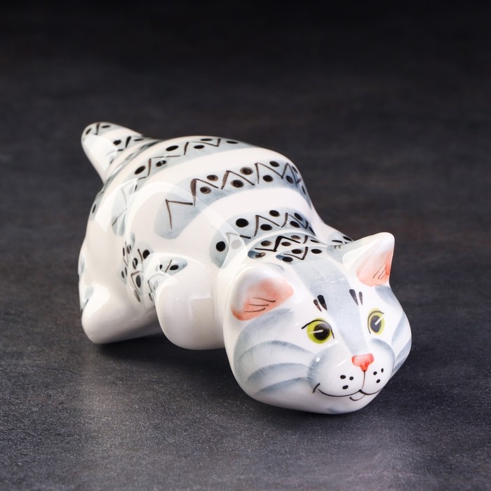 Статуэтка фарфоровая Статуэтка фарфоровая "Кот Барсик", серый-полосатый, 20 см