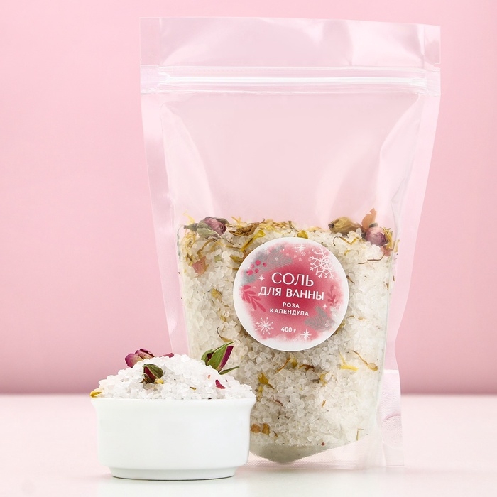 Соль для ванны с лепестками розы и календулы, 400 г, Новый Год Соль для ванны с лепестками розы и календулы, 400 г, Новый Год