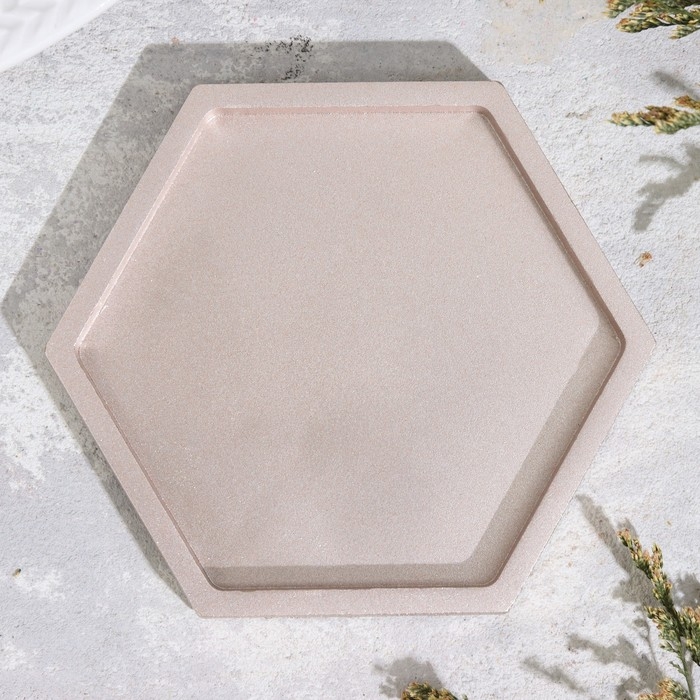 Подсвечник Подсвечник "Шестигранник. Мрамор" из гипса,9,7х11,3х1см,шампань