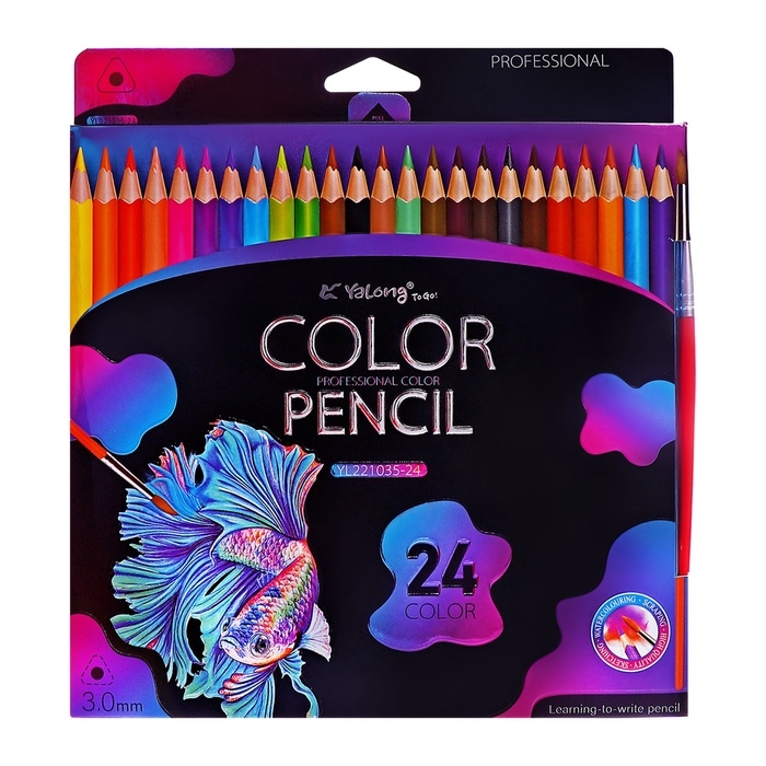 Карандаши акварельные 24 цвета, в картонной коробке, треугольные, дер,с кис,Животные МИКС Карандаши акварельные 24 цвета, в картонной коробке, треугольные, дер,с кис,Животные МИКС