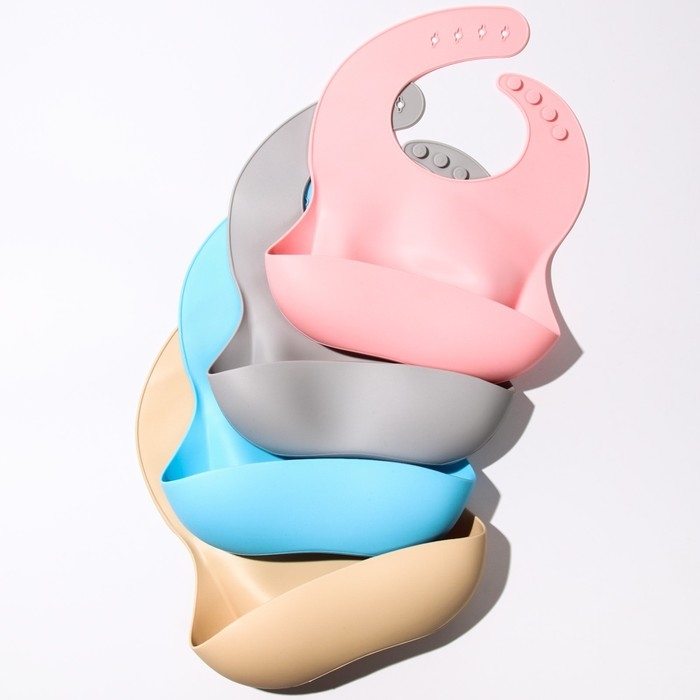 Нагрудник для кормления силиконовый с карманом, цвет голубой Нагрудник для кормления силиконовый с карманом, цвет голубой