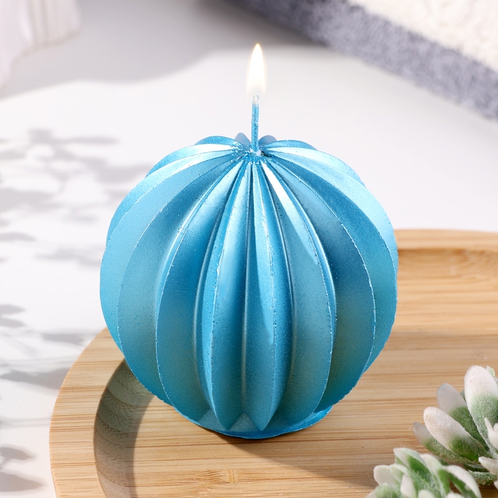 Свеча фигурная  Свеча фигурная "Шар граненый", 6,5х6,5 см, бирюзовый