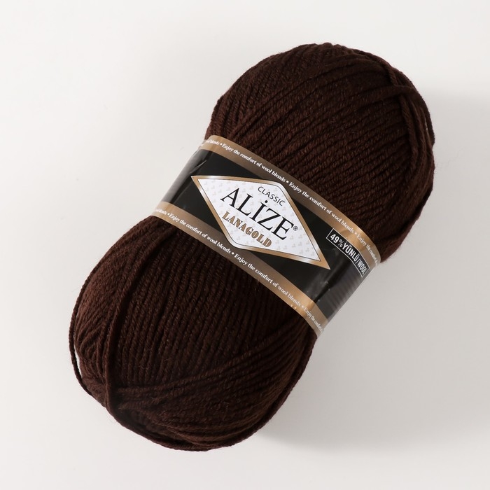 Пряжа Пряжа "Lanagold" 51% акрил, 49% шерсть 240м/100гр (26 коричневый)