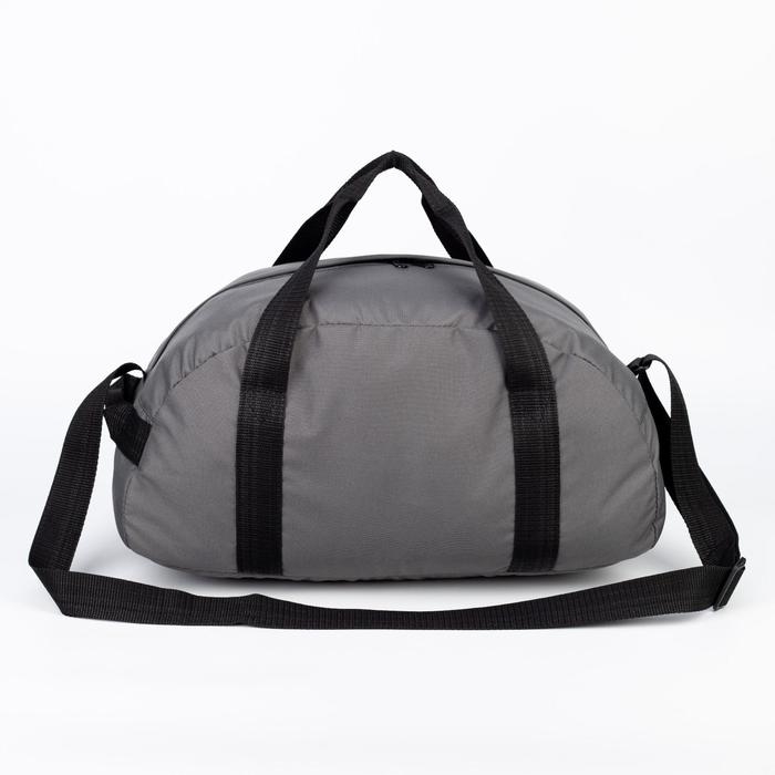 Сумка спортивная на молнии, без подкладки, наружный карман, средний размер, длинный ремень, цвет серый