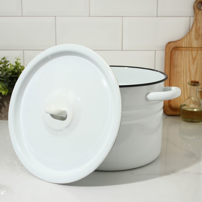 Кастрюля цилиндрическая, 8 л, индукция, цвет белый