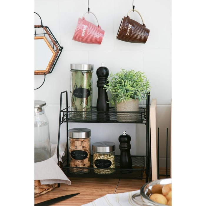 Банка стеклянная для хранения сыпучих продуктов с местом под надпись Доляна &laquo;Премиум&raquo;, 350 мл, 10&times;8 см, с металлической крышкой