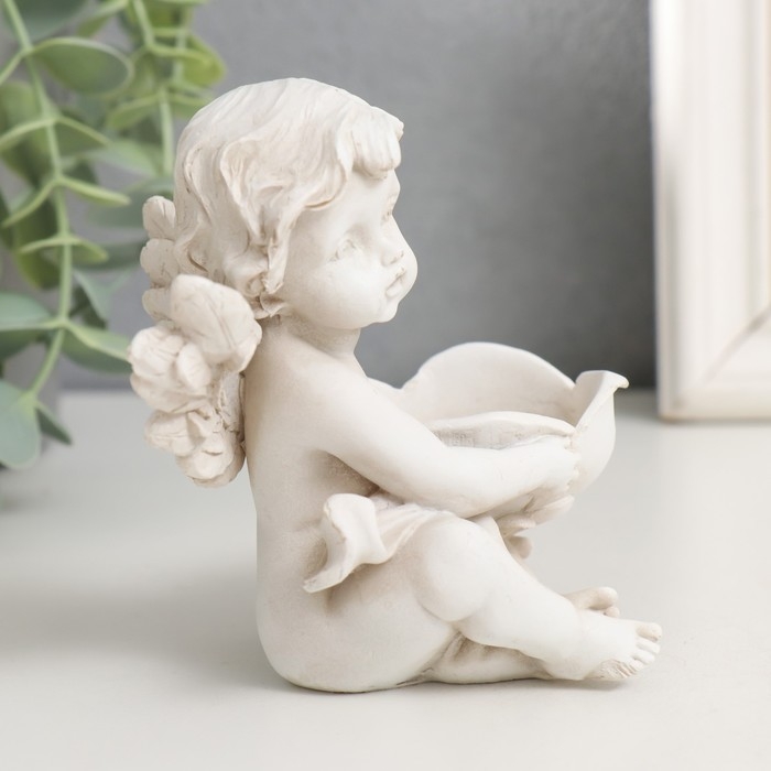 Сувенир полистоун подсвечник Сувенир полистоун подсвечник "Ангелочек с цветком" МИКС 10х8,2х9,2 см