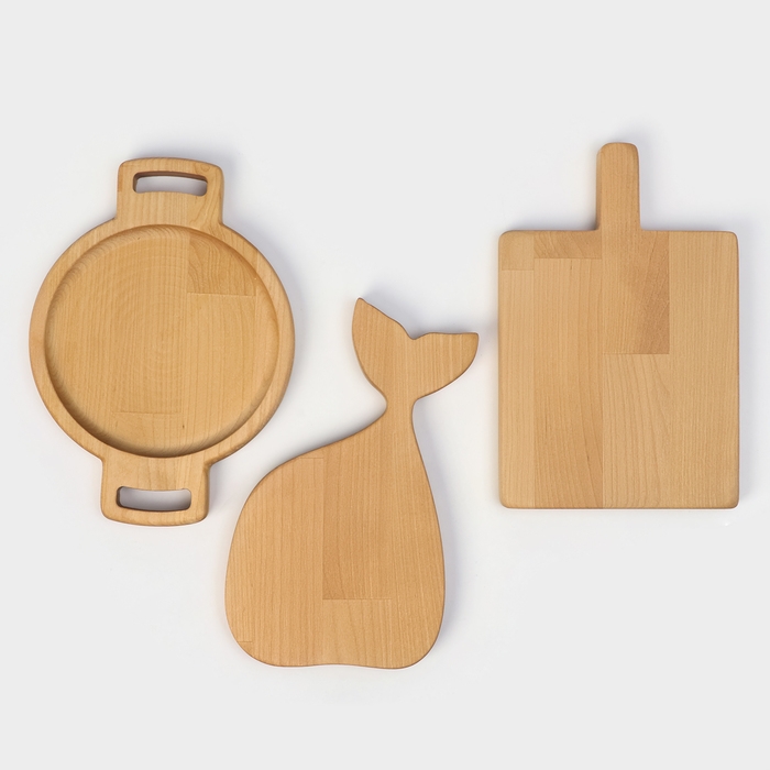 Подарочный набор деревянной посуды Adelica, доска разделочная и для подачи 3 шт, берёза Подарочный набор деревянной посуды Adelica, доска разделочная и для подачи 3 шт, берёза