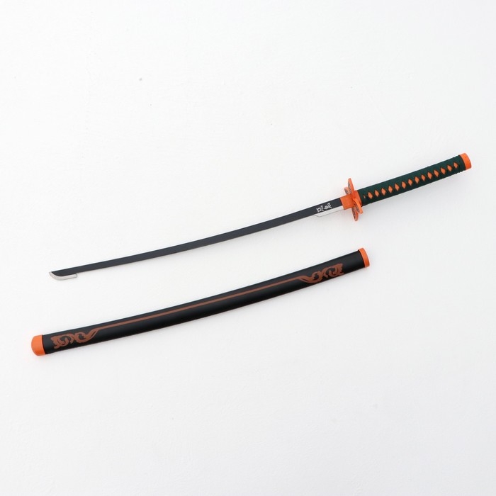 Сувенирное оружие "Катана Нобу" 104 см, клинок 68 см, рукоять зеленая, на подставке