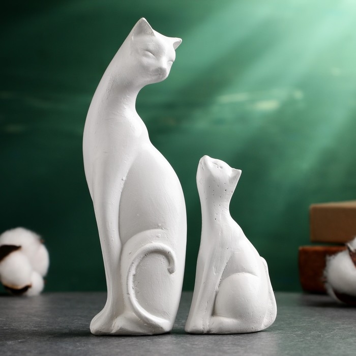 Фигура Фигура "Котики" белые, набор 2шт, 16/10см