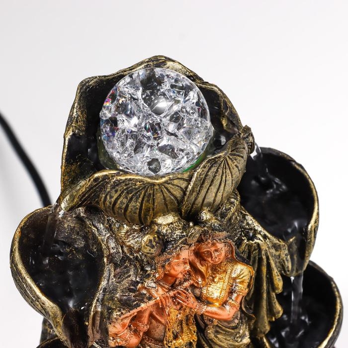 Фонтан настольный от сети, подсветка Фонтан настольный от сети, подсветка "Кришна и Радха у фонтана" 22,5х15х15 см