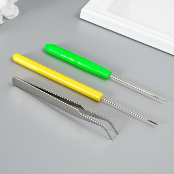 Набор инструментов для квиллинга 3 предмета: инструмент  разрез 0,7 см, шило и пинцет 10 см Набор инструментов для квиллинга 3 предмета: инструмент  разрез 0,7 см, шило и пинцет 10 см