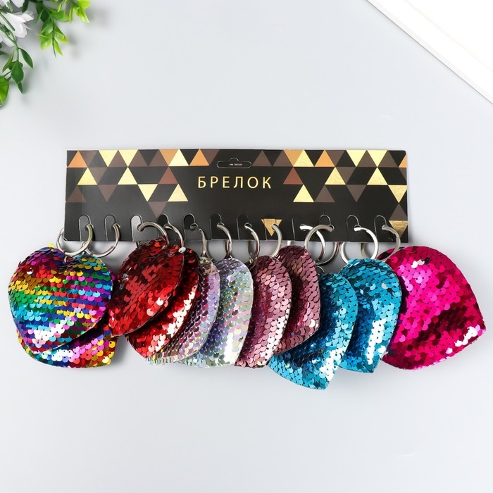 Брелок текстиль пайетки Брелок текстиль пайетки "Сердечко" МИКС 9х8 см