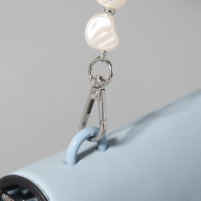 Ручка для сумки, перламутровые бусы, 26 см, цвет белый/серебряный Ручка для сумки, перламутровые бусы, 26 см, цвет белый/серебряный