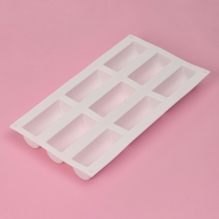 Форма для выпечки Доляна «Сладости. Батончики», силикон, 29,3×17,5×3,5 см, 9 ячеек (8,3×3,2×3,5 см), цвет МИКС Форма для выпечки Доляна «Сладости. Батончики», силикон, 29,3×17,5×3,5 см, 9 ячеек (8,3×3,2×3,5 см), цвет МИКС