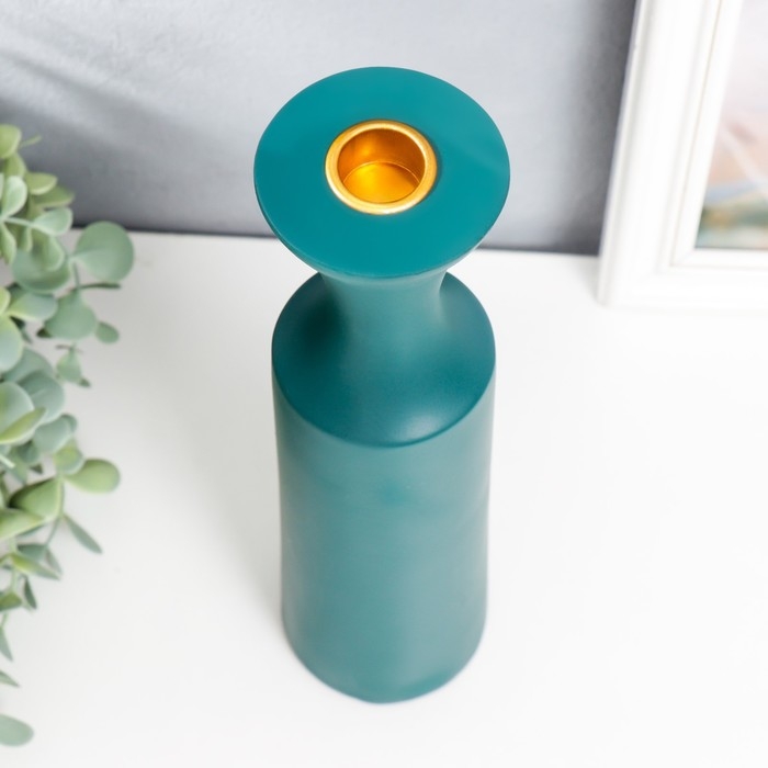 Подсвечник полистоун "Рьюкан" тёмно-зелёный 30х7,5х7,5 см