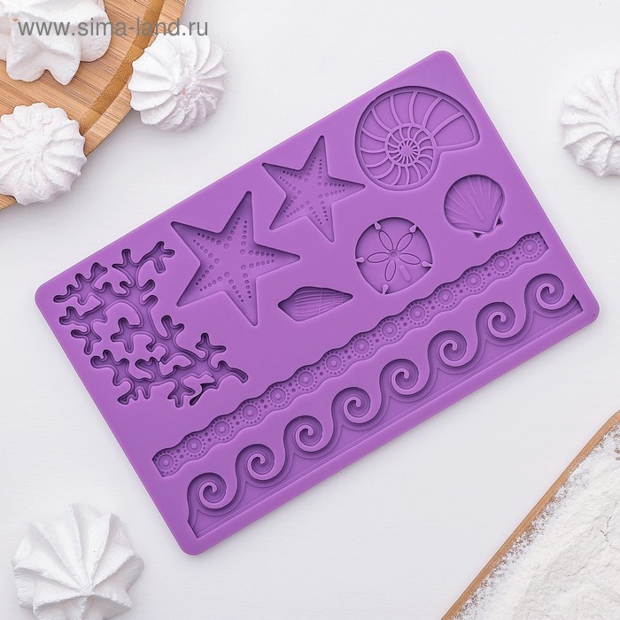 Молд Доляна «Морской узор», силикон, 19×12 см, цвет МИКС Молд Доляна «Морской узор», силикон, 19×12 см, цвет МИКС