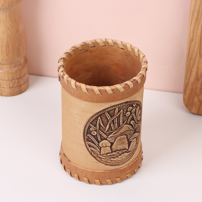 Туес &laquo;Грибочки&raquo;, 8&times;8&times;14 см, береста