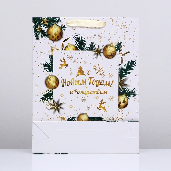 Новый год. Пакет ламинированный вертикальный Новый год. Пакет ламинированный вертикальный "Венок",33 х 42 х 10 см.