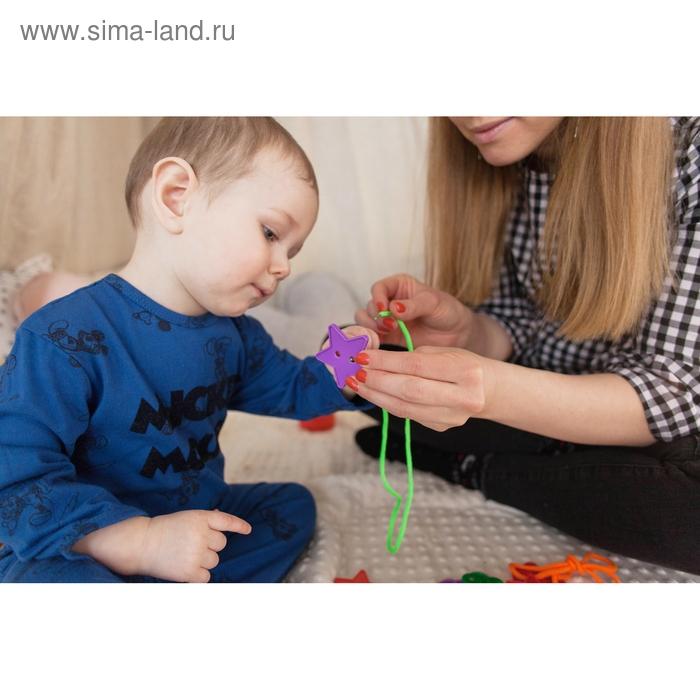 Шнуровка «Весёлые фигурки» в банке, 40 шт., МИКС, по методике Монтессори Шнуровка «Весёлые фигурки» в банке, 40 шт., МИКС, по методике Монтессори