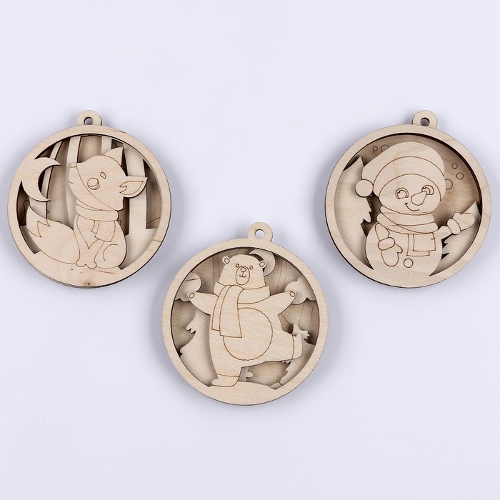 Новогодняя роспись по дереву «Новый год! Подвески на ёлочку»