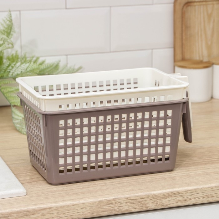 Корзина для хранения с ручкой, 28×16×12 см, МИКС Корзина для хранения с ручкой, 28×16×12 см, МИКС