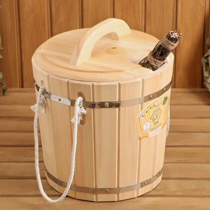 Запарник из кедра с крышкой, 15 л, нержавеющая вставка Запарник из кедра с крышкой, 15 л, нержавеющая вставка