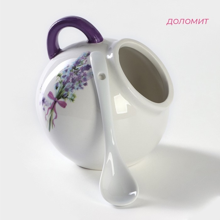 Сахарница с ложкой Доляна «Лаванда», 200 мл, 9×9 см Сахарница с ложкой Доляна «Лаванда», 200 мл, 9×9 см