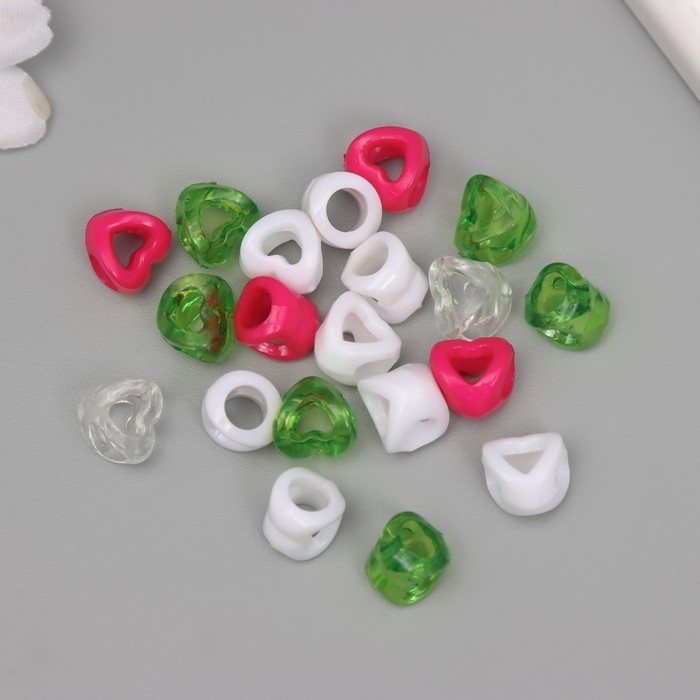 Бусины для творчества пластик Бусины для творчества пластик "Лёгкое сердце" МИКС набор 20 гр 0,9х0,9х0,9 см