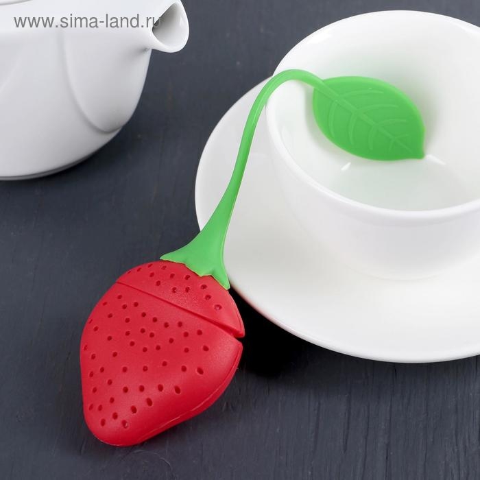 Ситечко для чая Доляна «Клубника», 5×19 см, цвет красный Ситечко для чая Доляна «Клубника», 5×19 см, цвет красный