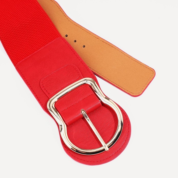 Ремень женский, ширина 8 см, на резинке, пряжка металл, цвет красный