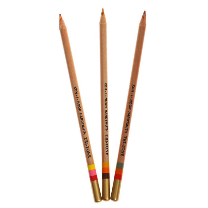 Карандаши много цвета Koh-I-Noor TRI-TONE 3442 12 штук, металлический пенал Карандаши много цвета Koh-I-Noor TRI-TONE 3442 12 штук, металлический пенал