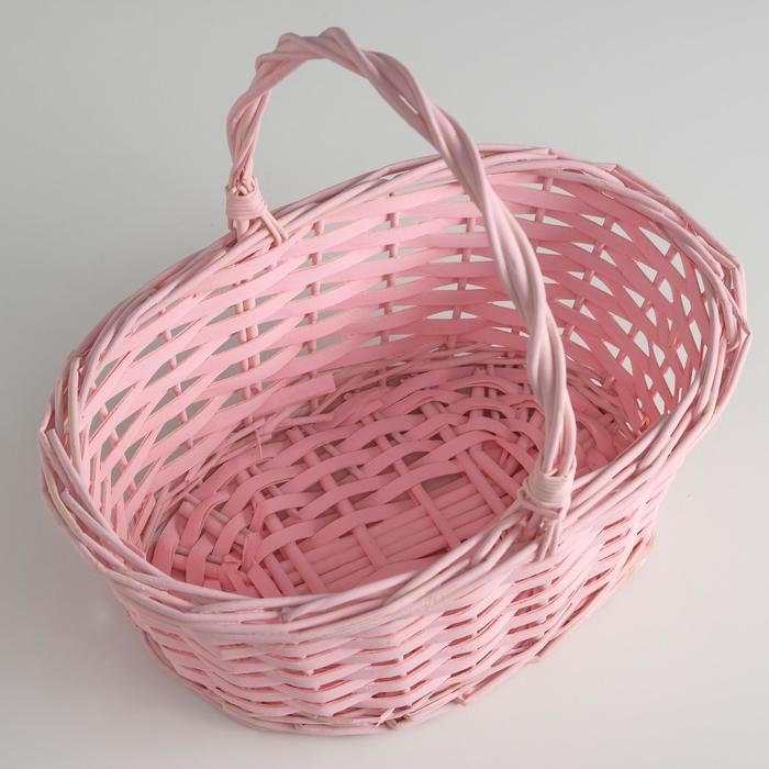 Корзина плетеная, ива, 30х21х12х25 см, розовый Корзина плетеная, ива, 30х21х12х25 см, розовый