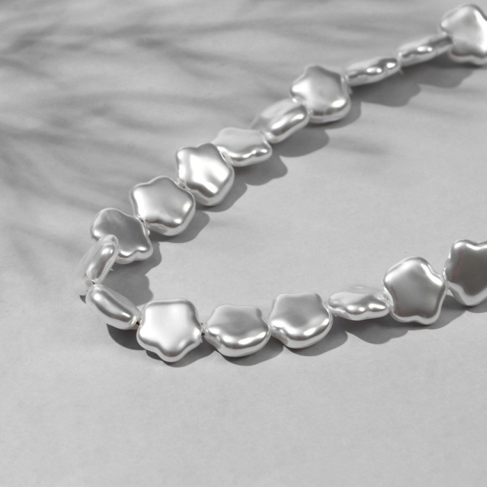 Бусины пластиковые на нити «Жемчуг» цветок 1,1×1,1×0,2 см, (набор 90 шт.), цвет белый