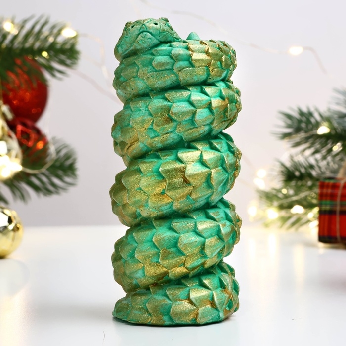 Новый год. Символ 2025. Фигура Новый год. Символ 2025. Фигура "Змея витая" зеленая с позолотой, 10х5см