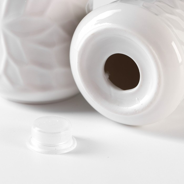 Набор фарфоровый для специй BellaTenero, 4 предмета: солонка, перечница, салфетница, подставка-держатель, цвет белый