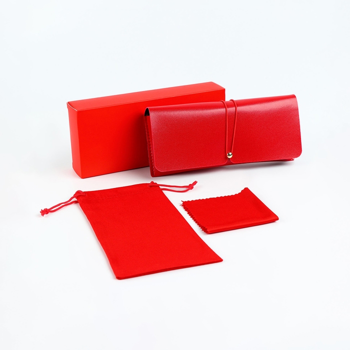 Набор для очков: футляр, чехол, салфетка, красный Набор для очков: футляр, чехол, салфетка, красный