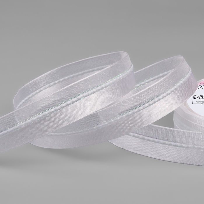 Лента декоративная, капроновая/атласная, 15 мм, 9 ± 0,5 м, цвет белый Лента декоративная, капроновая/атласная, 15 мм, 9 ± 0,5 м, цвет белый