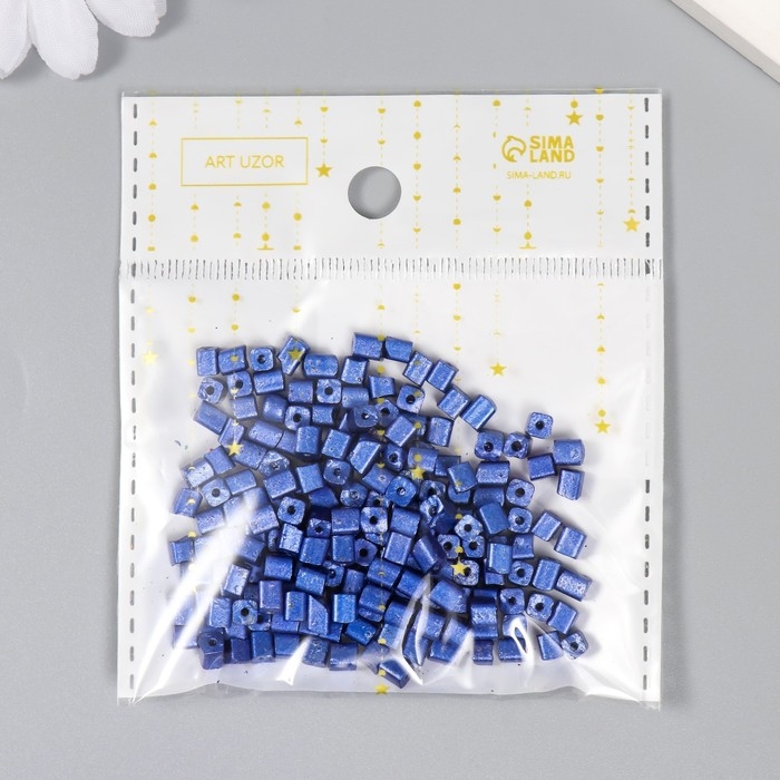Бисер кубический стекло 4х4 мм  Бисер кубический стекло 4х4 мм "Металлик. Ярко-синий" набор 20 гр