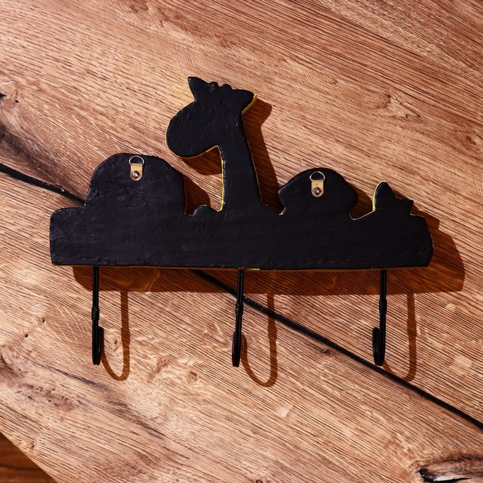 Вешалка Вешалка "Зверята" дерево (3 крючка) 30 см