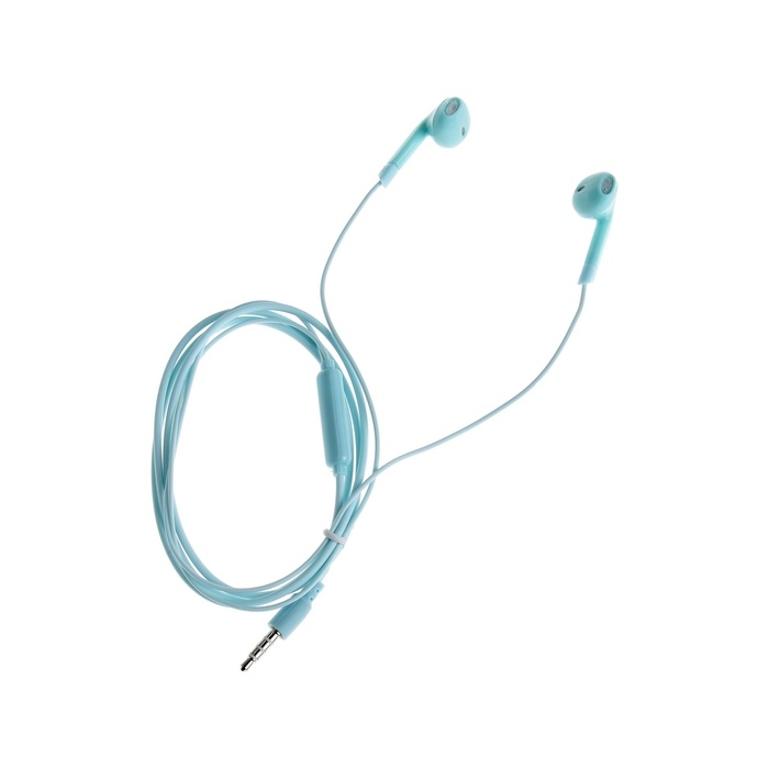 Наушники R-2, проводные, вкладыши, микрофон, 1 м, Jack 3.5 мм, голубые Наушники R-2, проводные, вкладыши, микрофон, 1 м, Jack 3.5 мм, голубые