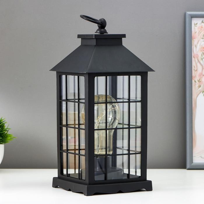 Ночник Ночник "Фонарь. Клетка" чёрная от батареек 3ААА 30х14х14 см RISALUX