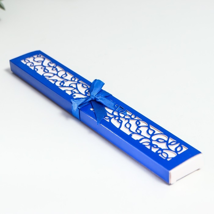 Веер бамбук, текстиль h=21 см  Веер бамбук, текстиль h=21 см "Моноцвет" в коробке, синий