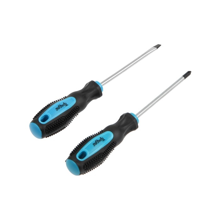 Набор отверток ТУНДРА, сатин, магнит, двухкомпонентные рукоятки, PH1 и SL5 х 100 мм, 2 шт. Набор отверток ТУНДРА, сатин, магнит, двухкомпонентные рукоятки, PH1 и SL5 х 100 мм, 2 шт.