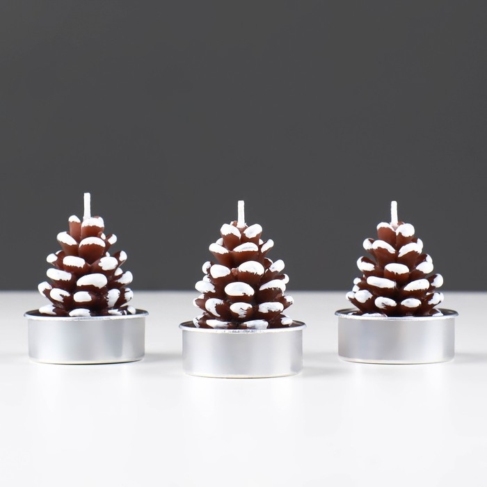 Набор свечи новогодние  Набор свечи новогодние "Шишка", 3 шт, 4×6 см,