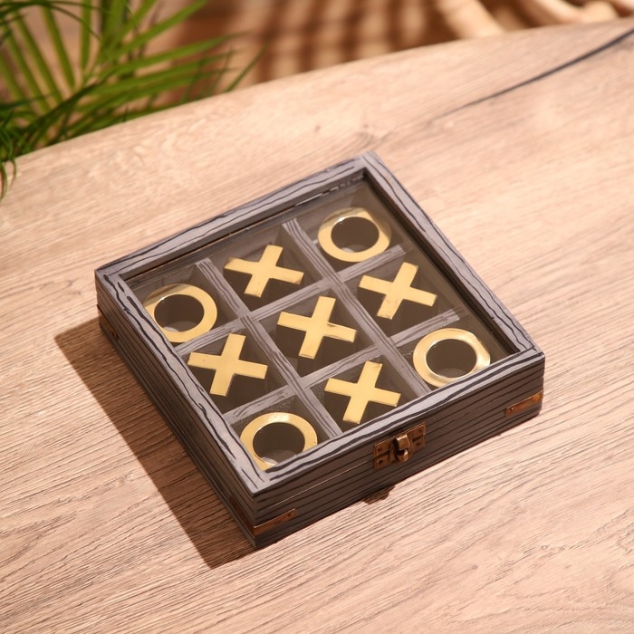 Игра настольная  Игра настольная "Крестики-нолики" 18х18 см, манговое дерево, латунь
