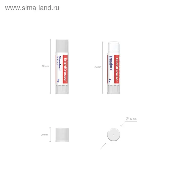 Клей-карандаш ErichKrause Standard, 6 г, быстрое склеивание Клей-карандаш ErichKrause Standard, 6 г, быстрое склеивание