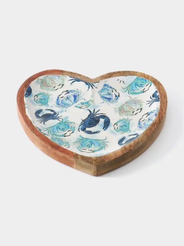 Блюдо в форме сердца &laquo;Крабы&raquo;, 20.5&times;20&times;2.3 см, дерево манго