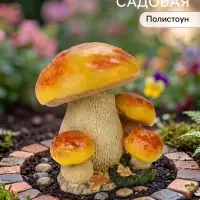 Садовая фигура из полистоуна &laquo;Грибы&raquo;, 15&times;21&times;21 см